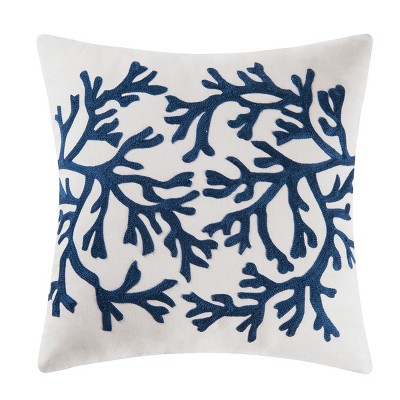 C&F Home 18" x 18" Blue Coral Chain Stitch Pillow