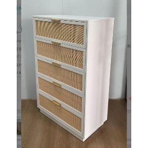 Vertical narrow-sided rattan 5-drawer chest - 1 of 1