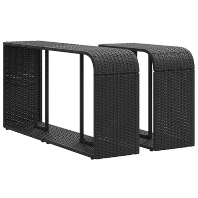 vidaXL Black Poly Rattan Storage Shelves – Set of 2 – Outdoor/Garden/Patio/Backyard – Durable and Weather-Resistant