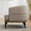 Lyngins Two-Tone Linen & PU Leather Barrel Chair, Upholstered Accent Chair with Metal Legs & Wrapped Cushions, Modern Sofa Chair/Armchair - 4 of 4