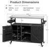 JUJABU Black Outdoor Kitchen Island Rolling Bar Cart with Stainless Steel Top - 3 of 4