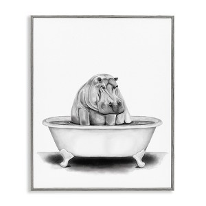 Stupell Industries Hippo In A Tub Funny Framed Giclee Art - 1 of 4