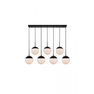 Elegant Lighting Eclipse 7 Lights Black Pendant With Frosted White Glass - 1 of 4