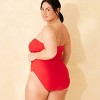 Women's Twist-Front Shirred Full Coverage Bandeau Tummy Control One Piece Swimsuit - Shade & Shore™ - 2 of 4