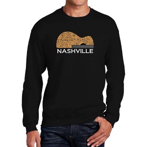 LA Pop Art Nashville Guitar - Men's Word Art Crewneck Sweatshirt - 1 of 4