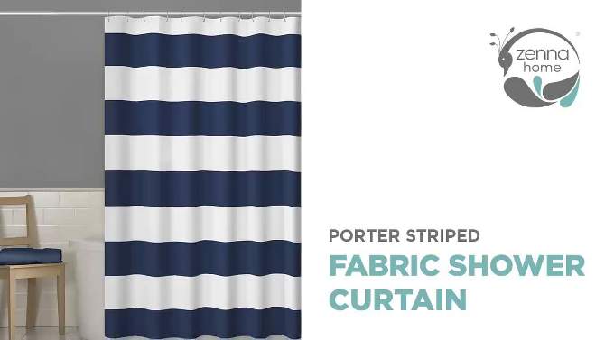 Porter Striped Shower Curtain Navy - Zenna Home, 2 of 7, play video