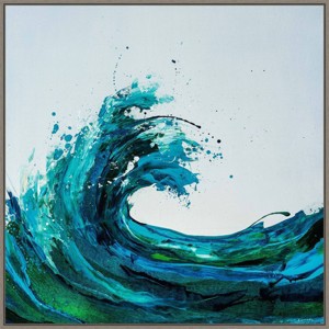 30" x 30" Seafoam Wave by Sydney Edmunds Framed Canvas Wall Art Print - Amanti Art: Modern Lithograph, Polystyrene Frame - 1 of 4