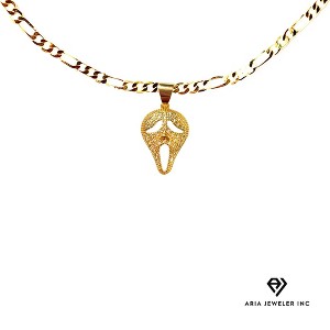 Aria jeweler Inc Chain with Gold Ghost Face Pendent - 1 of 4