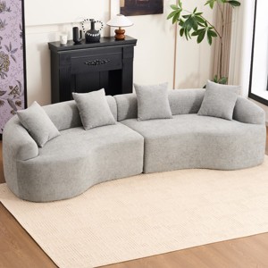 Modern Curved Modular Sectional Sofa with Chenille Upholstery, Compression Sleeper Couch with Cushions for Apartment or Living Room-Tanpinhause - 1 of 4