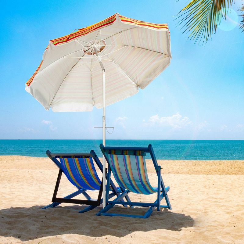 6.5&#39; x 6.5&#39; Portable Sunshade Beach Umbrellas with Tilt Aluminum Pole and Carrying Bag Orange - Wellfor, 3 of 11
