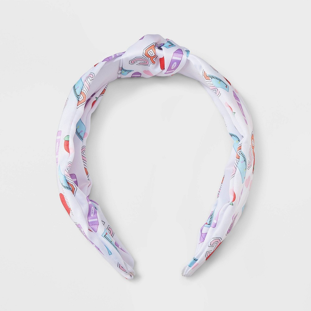 Teacher Ruler Apple ABC Print Top Knot Headband - Multicolor