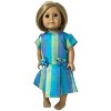 Doll Clothes Superstore Blue Green Stripe Dress Fits 18 Inch Girl Dolls Like American Girl Our Generation My Life Dolls - 3 of 4