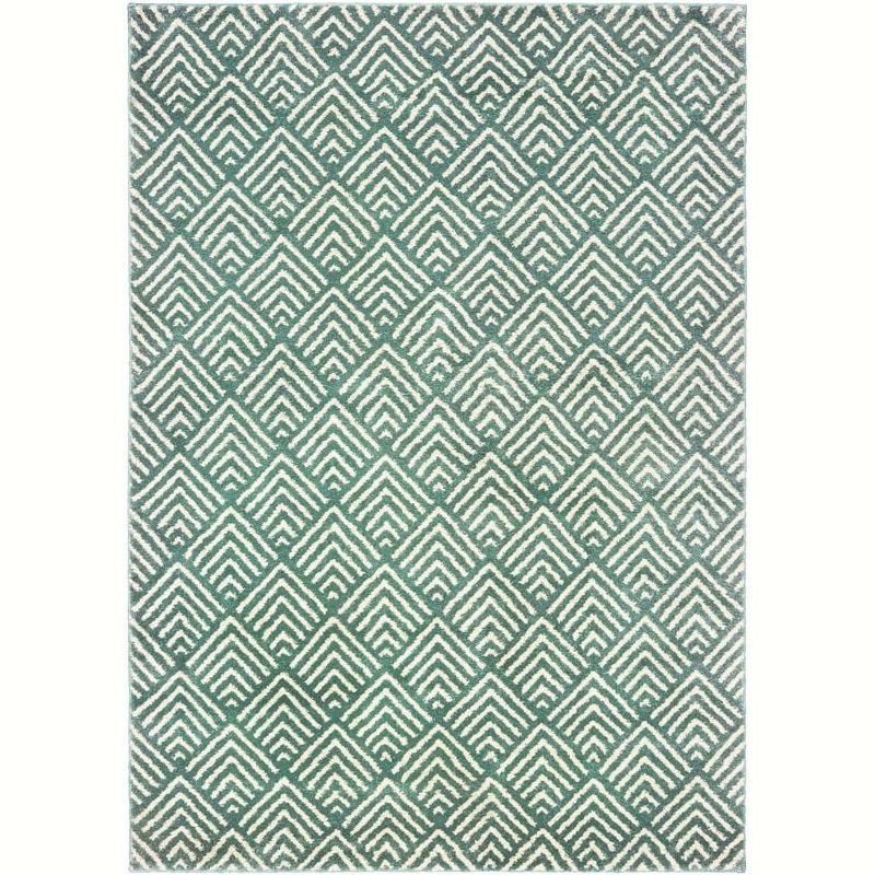Oriental Weavers Carson Collection Fabric Blue/Ivory Geometric Pattern- Living Room, Bedroom, Home Office Area Rug, 2' X 3', 1 of 2