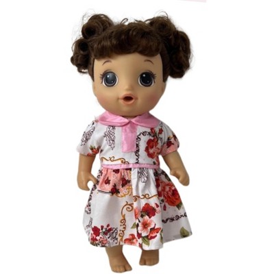 Doll Clothes Superstore Handmade Sweet Pink Flower Dress for 14 Inch Baby Alive & Little Baby Dolls