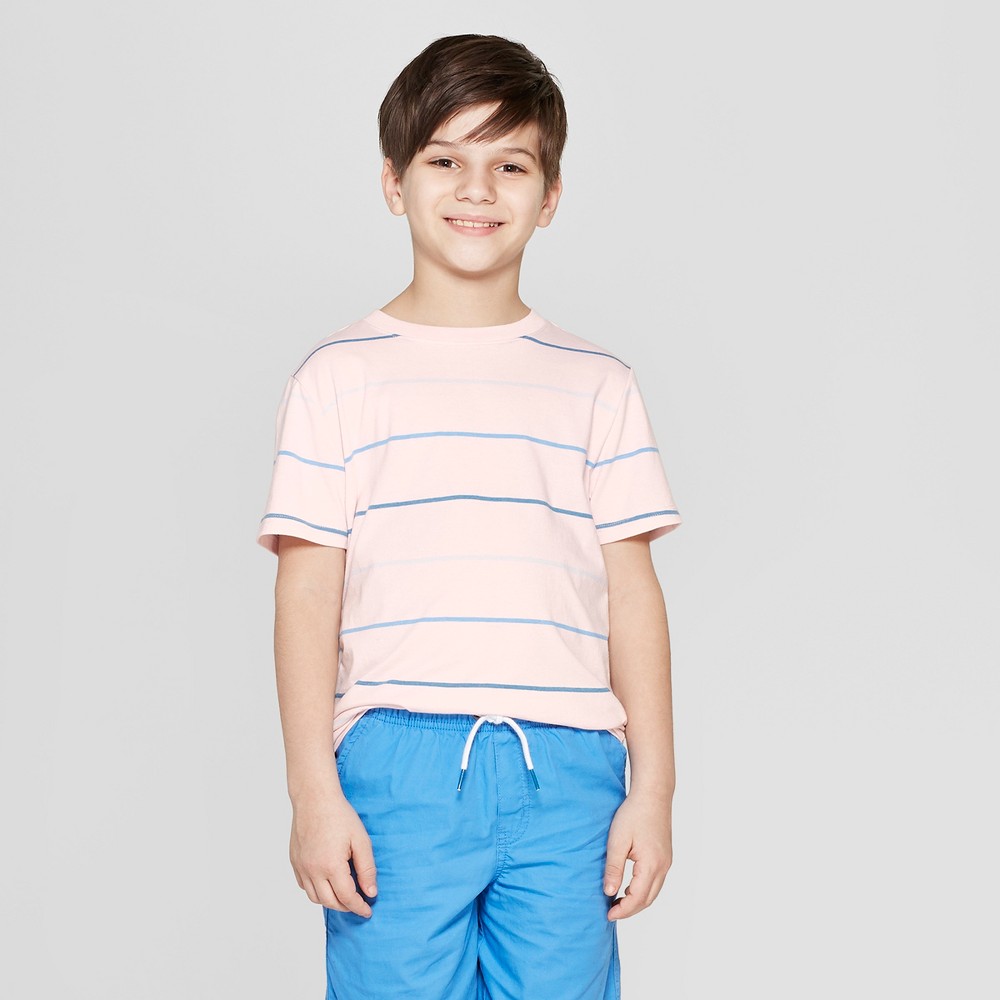 Boys' Striped Short Sleeve T-Shirt - Cat & Jack Pink S