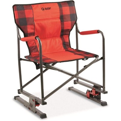 Guide Gear Oversized Collapsible Directors Camping Chair with Foldable Steel Frame and Bouncing Springs, Supports Up to 300 Pounds, Red/Black Plaid