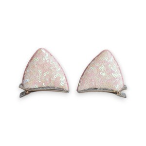 Summer Crystal - Small Sequin Cat Ears Hair Clips - 1 Pair - 1 of 4