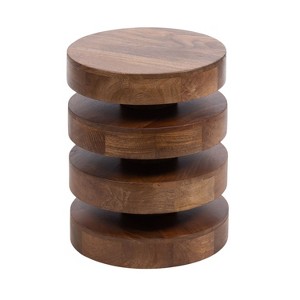 Kate and Laurel Omar Round Side Table, 14x14x18, Walnut Brown - 1 of 4