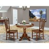French Country Dining Set 3Pc Table & Chairs - 36 Inch Round Wood Table with 2 Seats - 2 of 4