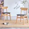 CAVINAS Rubberwood Dining Chair, Upholstered Side Chair with Rattan-Style Design, Small Curved Back, PU Cushion - 2 of 4