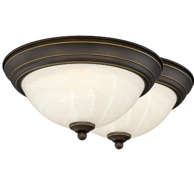 VAXCEL Stevens 2-Pack LED Transitional  Flush Mount Ceiling Light Fixture White Alabaster Glass