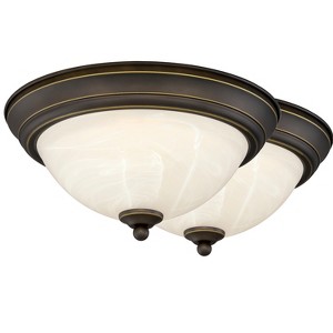 VAXCEL Stevens 2-Pack LED Transitional  Flush Mount Ceiling Light Fixture White Alabaster Glass - 1 of 4