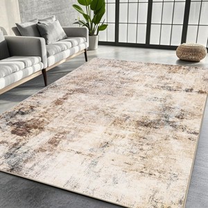 Washable Non-Slip Area Rugs: Modern Abstract Neutral Carpet, Soft Stain Resistant Rugs for Living Room, Bedroom, Home, Office - 1 of 4