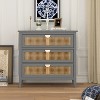 VYNXARIA Eco Chic Gray 3 Drawer Cabinet with Natural Rattan: A Slice of American Furniture Style - 2 of 4