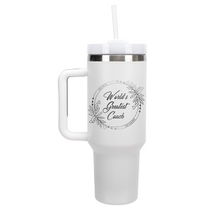 Elanze Designs World's Greatest Coach Myth Legend Floral 40 oz. Stainless Steel, Large Water Bottle Coffee Mug, Spill & Leak Resistant, Thermal Travel - 1 of 1