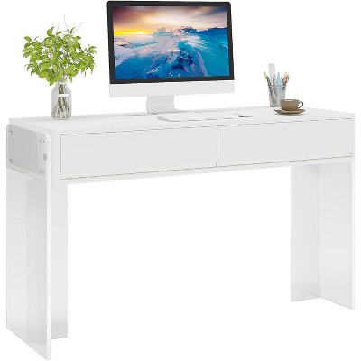Tribesigns Computer Desk with 2 Drawers, Home Office Desk with Acrylic Legs