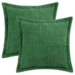 Unique Bargains Home Decorations Solid Wide Bordered Corduroy Striped Throw Pillow Covers 2 Pcs - 1 of 4
