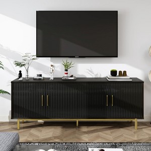 Vipbear 70-Inch Contemporary TV Stand for TVs up to 80-Inch with Storage, Recessed Doors and Adjustable Shelving Furniture - 1 of 4