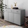 MAYEERTY Gray Three-Door Side Table Cabinet, Multipurpose Storage End Table with Sturdy Structure for Home - 3 of 4