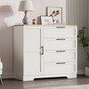 TROPOW 43.3'' H Armoire Wardrobe Closet with 4 Drawers and Hanging Rod, Multifunctional Wood 4 Drawers Dresser with Storage Closet - 2 of 4