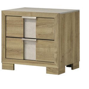 1pc Driftwood Nightstand Two Drawer Wooden Bedroom Furniture - 1 of 4