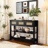 43.3 in. Rectangle Wood Console Table with 3 Top Drawers and 2 Open Shelves - 2 of 4