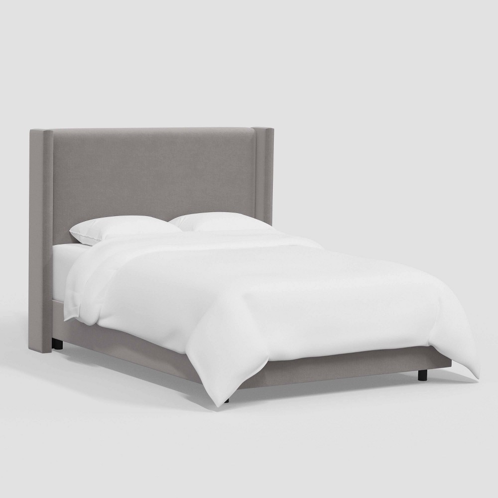 Photos - Bed Violet Queen Size Upholstered Wingback  in Performance Velvet Steel - Threshold™
