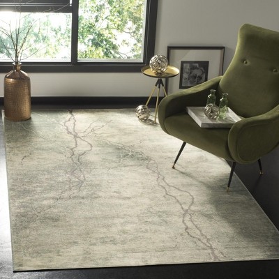 Gray Abstract Hand-Knotted Viscose Area Rug