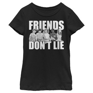 Girl's Stranger Things Friends Don't Lie Character Pose T-Shirt - 1 of 4