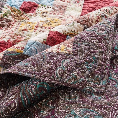 Rustic Charm King-Size Cotton Quilt Set with Reversible Patchwork Design
