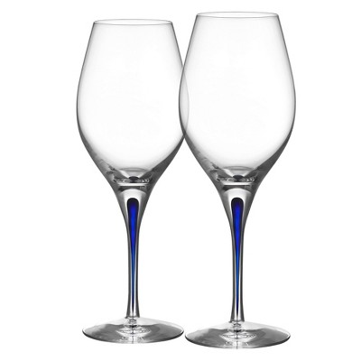 Orrefors Intermezzo 14 Fl. Oz. Stemmed Wineglass - Blue Drop - Kitchen & Dining Crystal Glassware - Dishwasher Safe