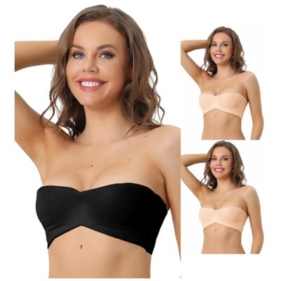 INSPIRE CHIC Women's Underwire Lightly Soft Unpadded Breathable 3/4 Cup Strapless Bralette Black 38B