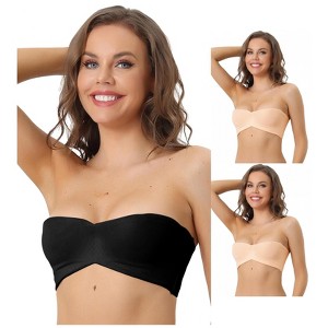 INSPIRE CHIC Women's Underwire Lightly Soft Unpadded Breathable 3/4 Cup Strapless Bralette Black 38B - 1 of 4