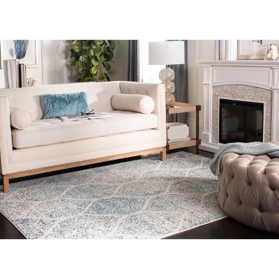 Elegant Cream & Turquoise Synthetic 8'x10' Reversible Area Rug