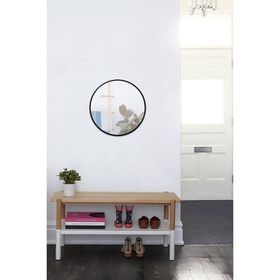 26'' Modern Black Round Wall Mirror with Rubber Frame