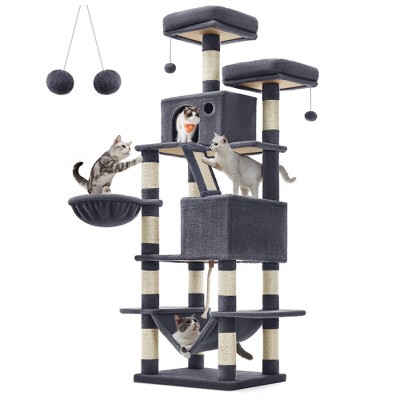 Feandrea 66.1/81.1"H Cat Tree Cat Tower for Indoor Cats, Plush Multi-Level Cat Condo with Scratching Posts, Perches, Caves, Hammock