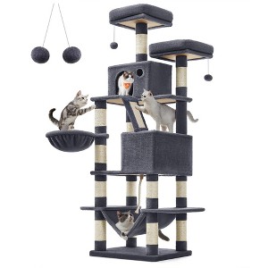 Feandrea 66.1/81.1"H Cat Tree Cat Tower for Indoor Cats, Plush Multi-Level Cat Condo with Scratching Posts, Perches, Caves, Hammock - 1 of 4