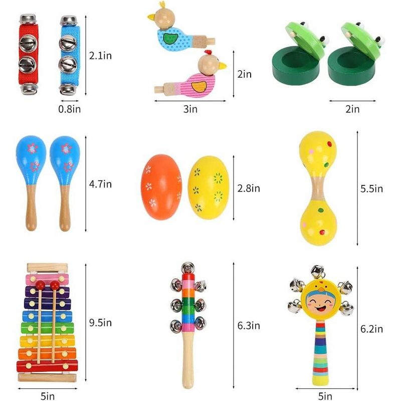Wooden Kid Musical Instruments Kids Toys Musical Instruments Toys Wooden Percussion Instruments with Xylophone Rattles, 4 of 8