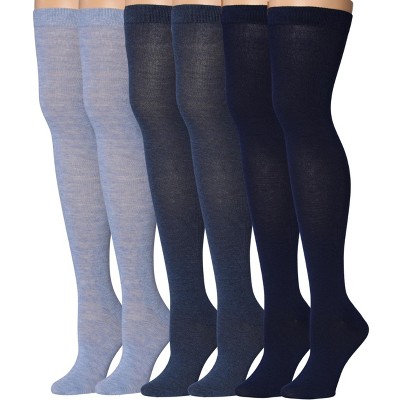 Isadora Paccini Womens 3 Pairs Elegant Monochrome Trio Colorful Pattern Over The Knee High Socks