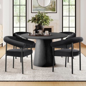 5-Piece Dining Set for 4 ,Wood 46" Round Dining Table with Upholstered Velvet Dining Chairs with Metal Legs for Dining Room-Tanpinhause - 1 of 4